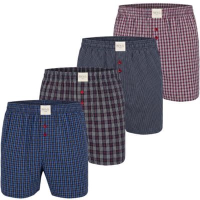 Phil & Co Heren Wijde Boxershorts Mulitpack 4-Pack Blauw - Maat M