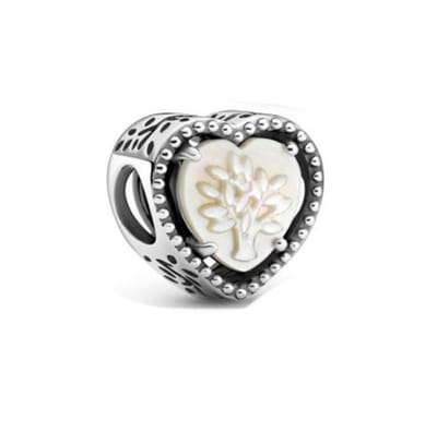 Fler® | Bedel | Past op populaire bedel armbanden (standaard-3mm) | armbandbedel | Hart met familieboom bedel | Gezin | Liefde | Onbreekbaar | Family forever and always | 925 Sterling Zilver | Kerstcadeau | Sinterklaas kado | Valentijnsdag kado
