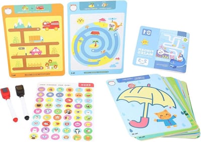 Doolhof Werkboek - Puzzelboek Kinderen - Motorische Ontwikkeling - Uitwisbare Pen - 22 x 16 cm - Multicolor