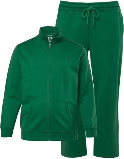 JP 1880 - Heren - Joggingpak 2-delig loungewear jasje en broek - Smaragdgroen - Maat 3XL
