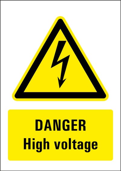 Danger high voltage bord - kunststof 210 x 297 mm