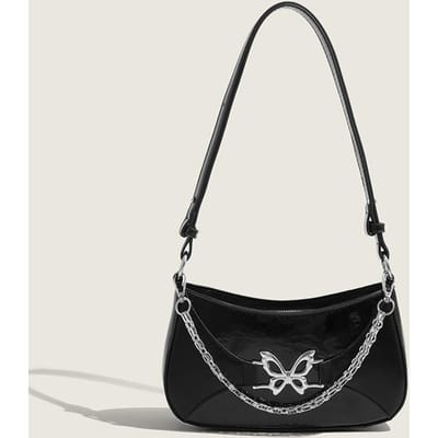 Senior Meisje Okseltas Trendy Textuur Zilveren Vlinder Schoudertas Zomer Hot Girl Ketting Kinderhandtas gray