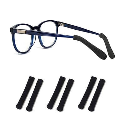 3 paar - Zachte gebreide katoenen tempelhoezen - Tempelhoezen - Brillenaccessoires - Antislip comfortabel elastisch - Geschikt voor alle soorten brillen - Zwart