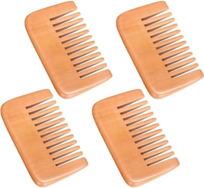 Houten Kam Set - Tandenkam Kam - Haar Ontklitten - Anti-Statisch Ontwerp - 9 cm x 5.3 cm - Houtkleur