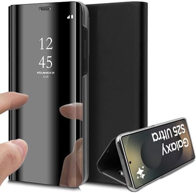Hoesje geschikt voor Samsung Galaxy S25 Ultra - Spiegel Book Case Zwart