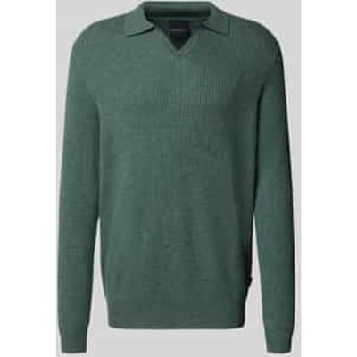 Regular fit gebreide pullover met polokraag van wolmix