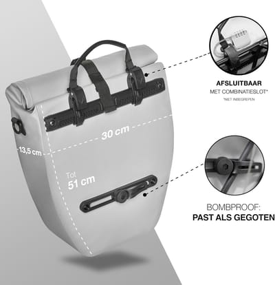 Famanu Grote & Waterdichte Draagtas - 20L Capaciteit - Fietstas voor Bagagedrager met Reflectoren