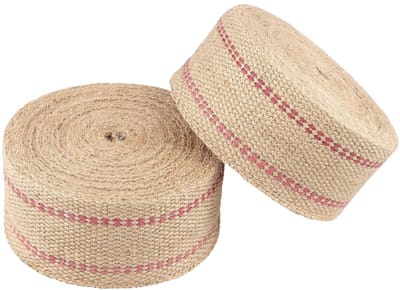 Dailygoods- Jute Singelband 7 cm - 2 Rollen - 10 meter per rol - Decoratieve Rode Lijn - Voor Naaien/DIY - Duurzaam Materiaal - Jute Band