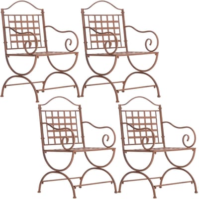 CLP Lotta tuinstoel set van 4 - metaal - art-nouveau - armleuningen - antiek bruin