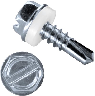 GOEBEL® - 500 x Zeskantkop boorschroeven (Ø x L) 4,2 x 16 mm RVS V2A / A2 (AISI 304/02) GOEBEL zilver GL met PA (Polyamide) Ring DIN7504 L - Schroeven - 8990242160