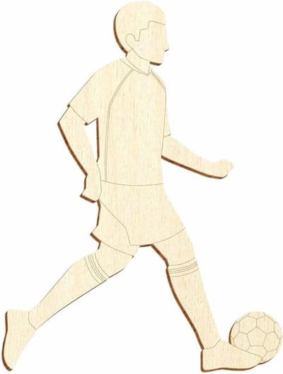 Houten voetballer - Decoratie figuur - Knutselen en versieren - Lasersnijwerk precisie - 5-50 cm hoogte - Natuurlijk hout