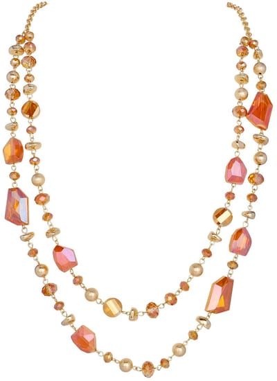 Store_8 - Kralen Ketting - Lange Kralen Ketting - Mode Accessoire - Burnt Orange - Kristallen Ketting - Uniek Sieraad - Dames - Mode Accessoire