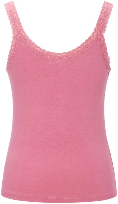 Gimme - Basic Top Lace – Gebreide Top met Kanten Detail – Elegante Onmisbare Essential - Rood - Maat S