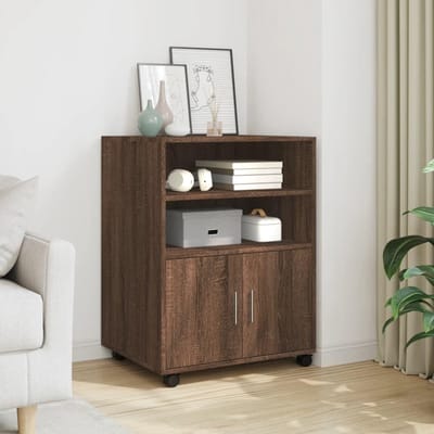 Roller Archiefkast - Mobiele Opberger - Thuiswerk Organisatie - Verrijdbaar Met Zwenkwielen - 60x48x81 cm - Bruin Eiken