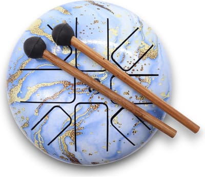 Hapi Drums - Medium Stalen Tong Geluksdrumss Blauwe Lucht - 17x13cm - Tongue drum - Klankschaal - Handpan - Tong Drum - Klankschalen - Yoga Drum - Steeldrum - Muziektherapie