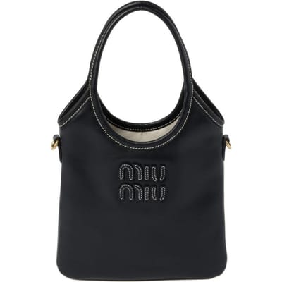 Miu Miu Ivy Gegraveerd Logo Verstelbare Afneembare Schouderband Crossbody Tas Dames handtassen Zwart 5BA281_2CRW_F0002_V_OLN Basic Set (Bag+Dust Bag) black