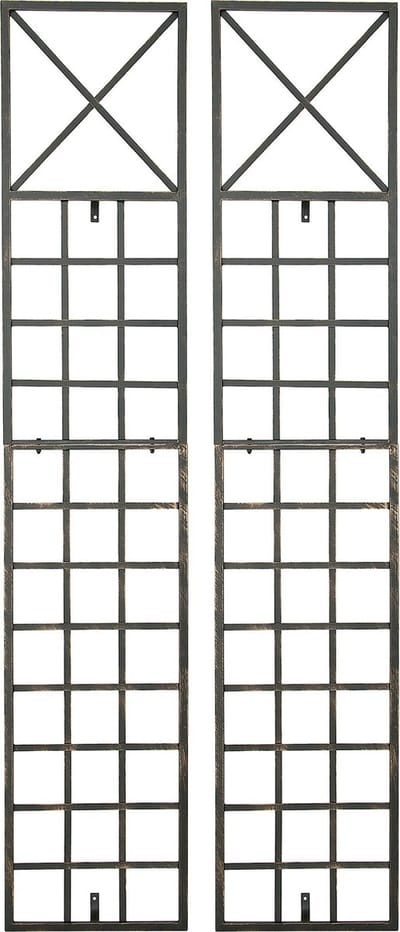 CLP Trigo Set van 2 Plantenklimrekken - Wandmontage - Trellis voor aan de muur - Plantenklimrekken hekwerk van metaal - bronzen