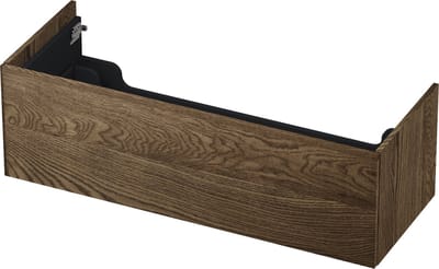 INK wastafelonderkast 1 lade greeploos push to open echt hout 120x45x38cm, massief eiken charcoal