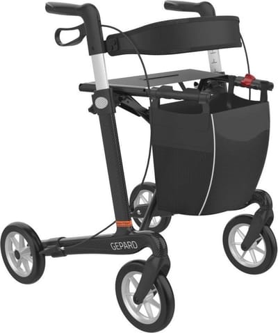 Gepard Ultra Lichtgewicht Carbon Rollator - Slechts 5,1 kg - Opvouwbaar - Extra sterk 62 cm zithoogte - Binnen en Buiten - Zwart