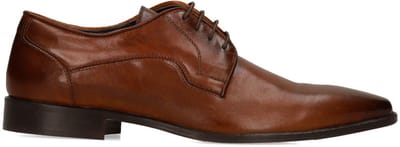 Manfield - Heren - Bruine leren veterschoenen - Maat 40