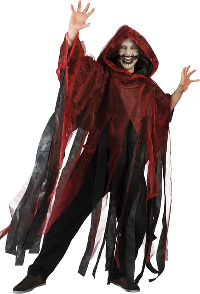 Funny Fashion Halloween verkleed cape/gewaad met kap - Spook/geest - Rood - Voor volwassenen