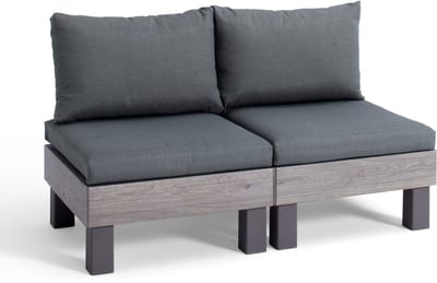 Keter Signature Elements 2-zits Loungebank - met groene kussens - Cappuccino/Ashwood