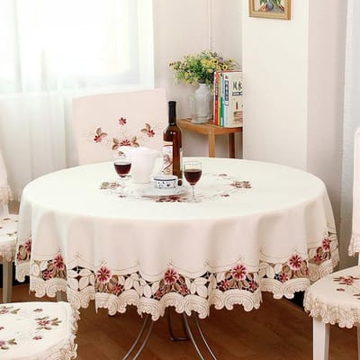 Ronde tafelkleed Europa Tuin Geborduurde eettafelhoes Tafelkleed Theekast Elegante Huis Textiel Kussen Stofhoes Diameter 180cm Round