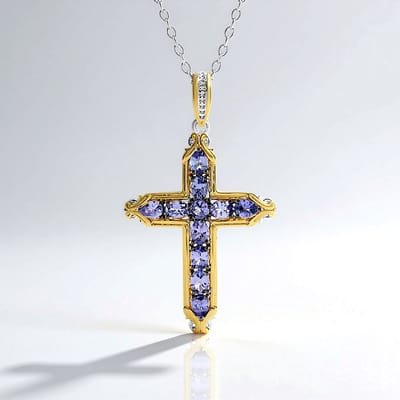 Cavill - Zilveren Halsketting - 925 Sterling Zilver Palladium - 1 764 ct Blauwe Tanzaniet - Ovaal Druppel Rond - Verstelbaar Luxe Sieraad