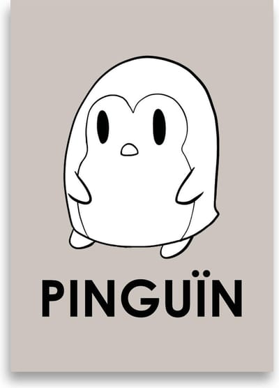 Kinderposter | Kinderkamer | Babykamer | Dieren | Wanddecoratie | A3 formaat | MOODZ design | Pinguïn | Zand