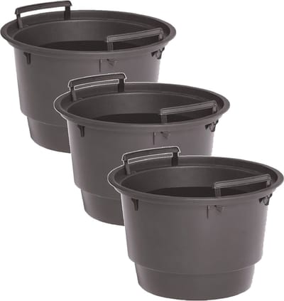 Binnenpot voor bloempotten/plantenpotten - 4x - antraciet - 18 liter - rond - met handvatten