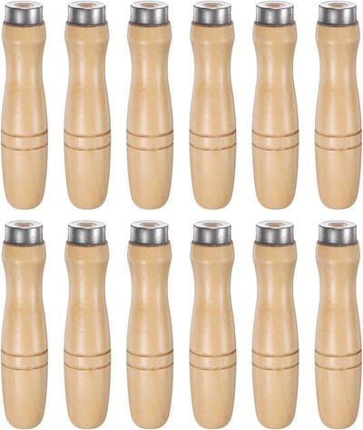 12 Stuks Ergonomische Handvatten voor Houten Vijlen met Metalen Kraag voor Vijlbewerking