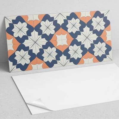 Coloray Wandpanelen Zelfklevend - Geometrisch bloemenpatroon PVC Wandpaneel - 100 cm x 50 cm - Blauw Wandbekleding Zelfklevend - 1 stuk - Mozaïeken Wandpanelen Zelfklevend - Wandbord Keuken - Wandpaneel Badkamer
