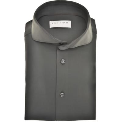 John Miller Overhemd Plain Color Hyperstretch Cutaway Collar Donker Groen Melange / male