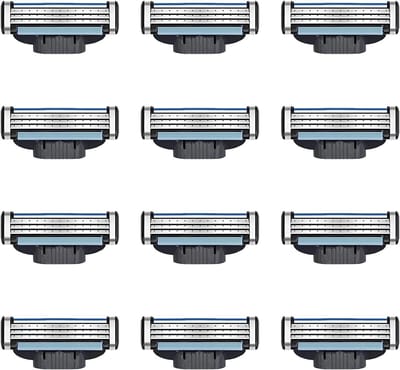 12 Stuks Vervangende Scheermesjes voor 3-Weg Scheersysteem, Comfortabel en Veilig Scheren voor Mannen, Ideaal voor Dagelijks Gebruik