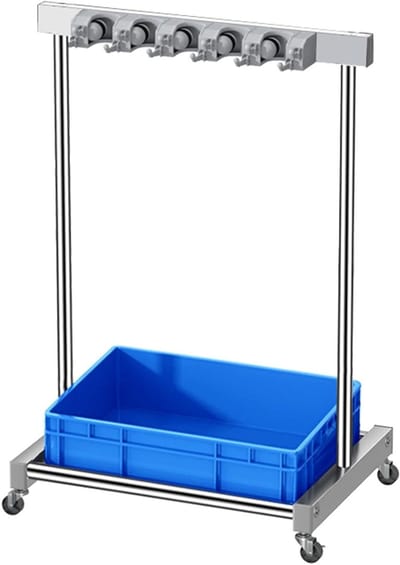 Verplaatsbaar Dweilrek - Schoonmaakrek Staand - Ruimte Besparen - Universele Katrol - Roestvrij Staal - Blauw