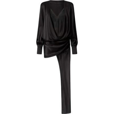 casual vrouwelijke kleding Pinko - borstelloze satijnen jurk - zwart