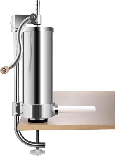 COSTWAY 1,5 kg / 2.5kg / 3kg / 5kg worstmachine handmatig, worstmachine van roestvrij staal, worstmachine zilver, worstpers met tafelklem, worstspuit incl. vulbuizen (3kg - 4 vulbuizen)