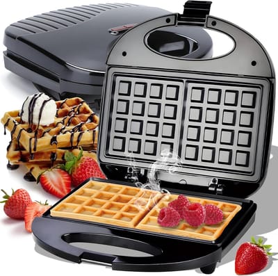 Wafelijzer - Wafelmaker - Lekkere Wafels Bakken - Antiaanbaklaag - 22.5 x 22.5 cm - Zwart