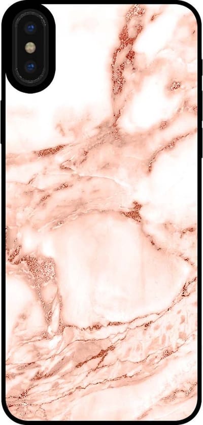 Smartphonica Telefoonhoesje voor iPhone X/Xs marmer look - backcover marmer hoesje - Wit Rosé Goud geschikt voor Apple iPhone X/10;Apple iPhone Xs