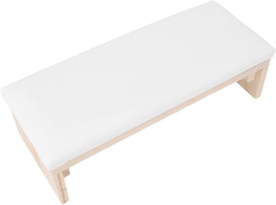 Manicure Kussen voor Handen en Pols, PU Leer Armsteun voor Nagels met Houten Voet, Wit, 30.5x12x8.5cm - Perfect voor Thuisgebruik en Professionele Nagelverzorging