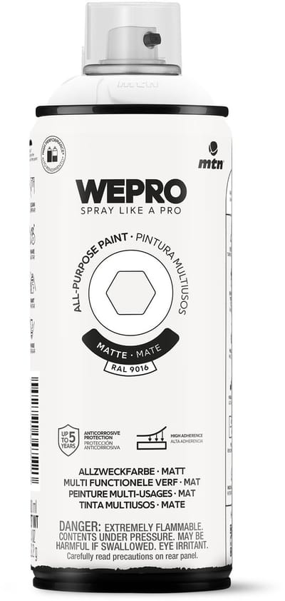 Spuitbus Ral 9016 Wit Mat MTN WEPRO ALL-PURPOSE PAINT 400ML