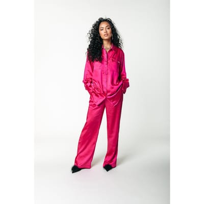 Colourful Rebel Jiby Satin Straight Pants Fuchsia Size: XS | Straight Pants Outlet | Dames |