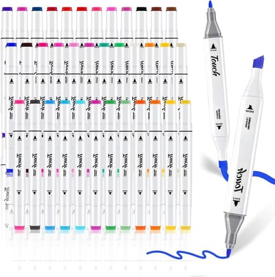 Markerset met 36 kleuren, snel drogende alcoholmarkers voor creatief tekenen en kleuren
