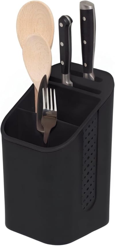 Famanu – Famanu - gootsteenmandje - organizer voor keukengerei met messenhouder - opgeruimd bestek - verwijderbare lekbak - antislip - Zwart