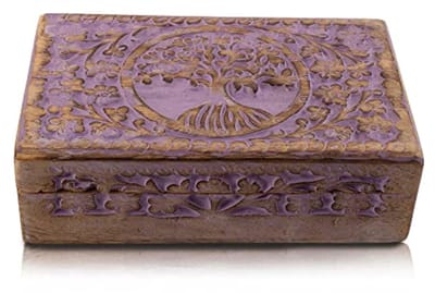 Handgemaakte Houten Sieraden Box | Decoratieve Levensboom | Unieke Bewaarbox voor Sieraden en Snuisterijen