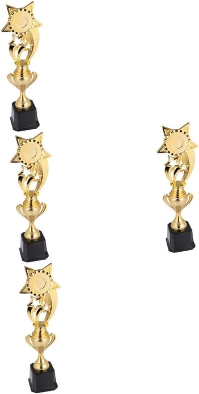 Kinder Trofee - Prijzenbeker Wedstrijd - Feest Prijzen - Pentagram Speeldesign - 4 stuks - Goud