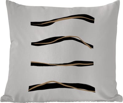 Buitenkussen - Lijn - Zwart - Design - 45x45 cm - Weerbestendig