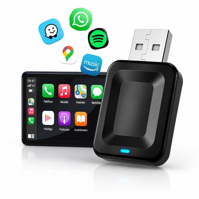 Mini 2-in-1 CarPlay Dongle - Draadloos CarPlay & Android Auto - Android Auto Dongle - Wireless Carplay - Incl. USB-C Adapter