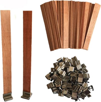 100 Houten Kaarsenlonten met Ijzeren Standaard voor DIY & Ambachten