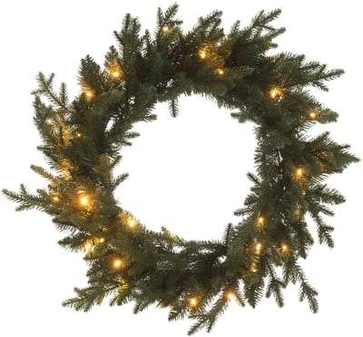 J-Line decoratie krans 20 LED - kunststof - groen - large